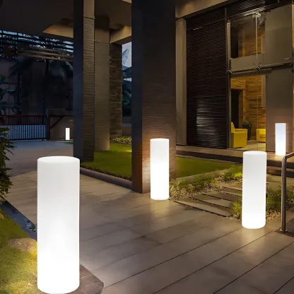 Rechargeable LED White Bollard Lighting for Garden Pathways Image - 1
