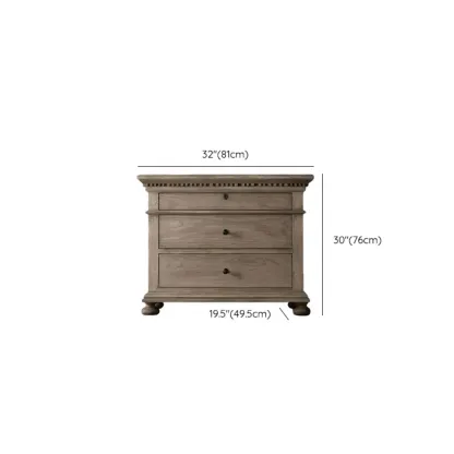 Traditional Grey Wooden Bedside Table with 3 Drawers Storage Image - 9