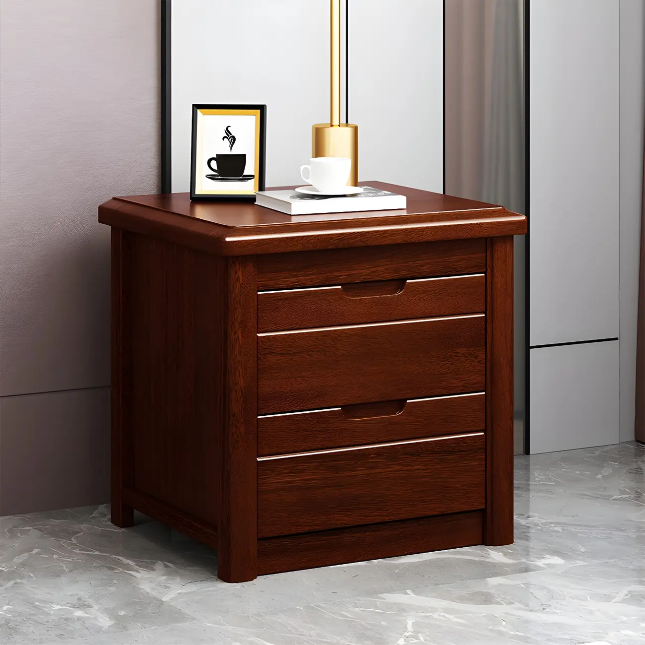 Modern White Wooden Nightstand with Storage Drawers Image - 10 | homeyfad