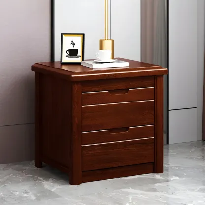 Modern White Wooden Nightstand with Storage Drawers Image - 10