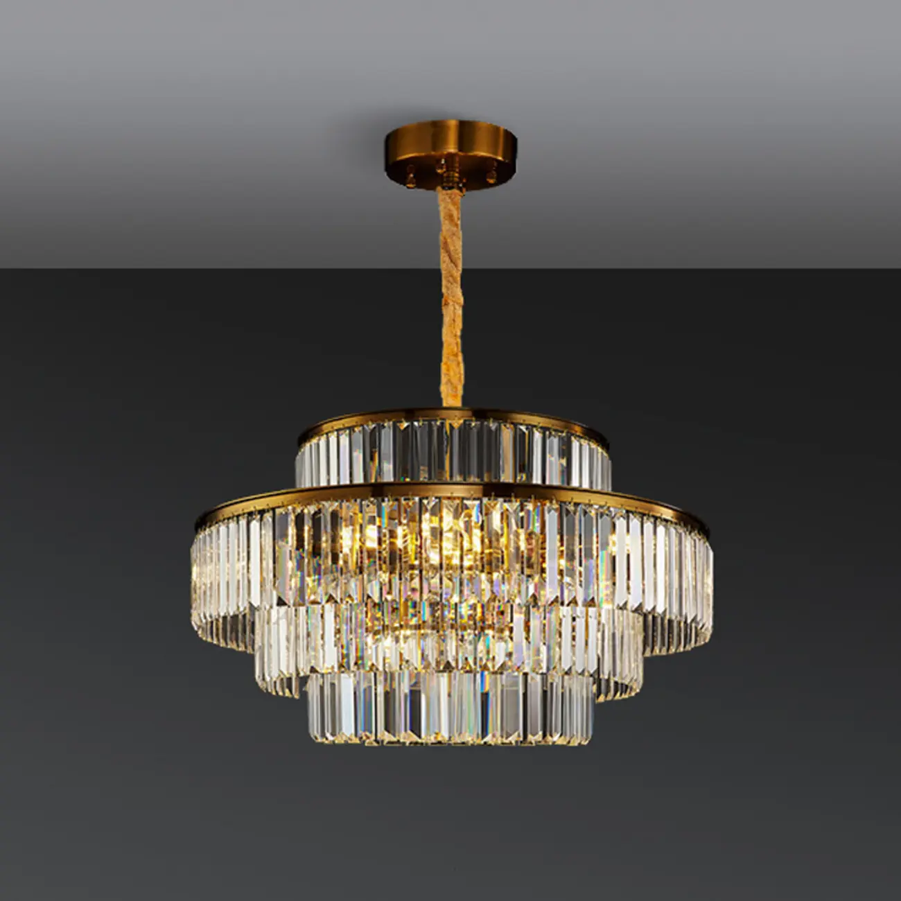 Luxury Crystal Gold Chandelier with Multi-Tiered Design  Image - 2 | homeyfad