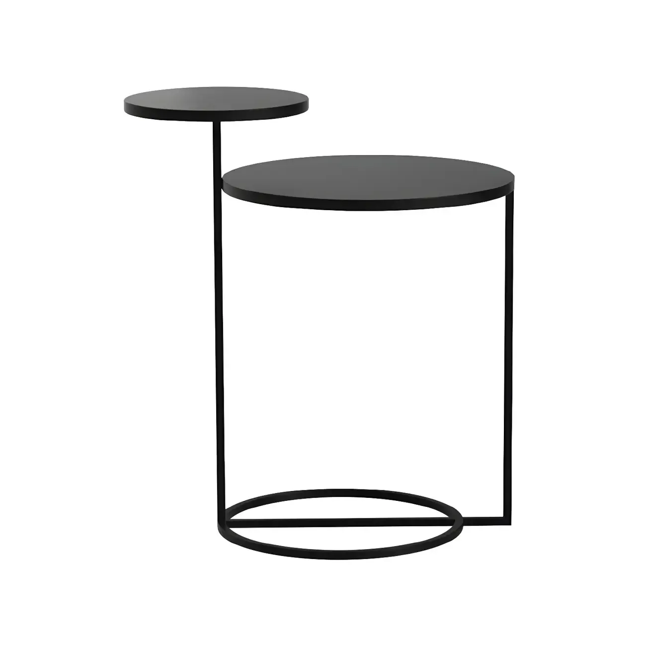 Minimalist Round Metal Bedside Table in Black without Storage Image - 3