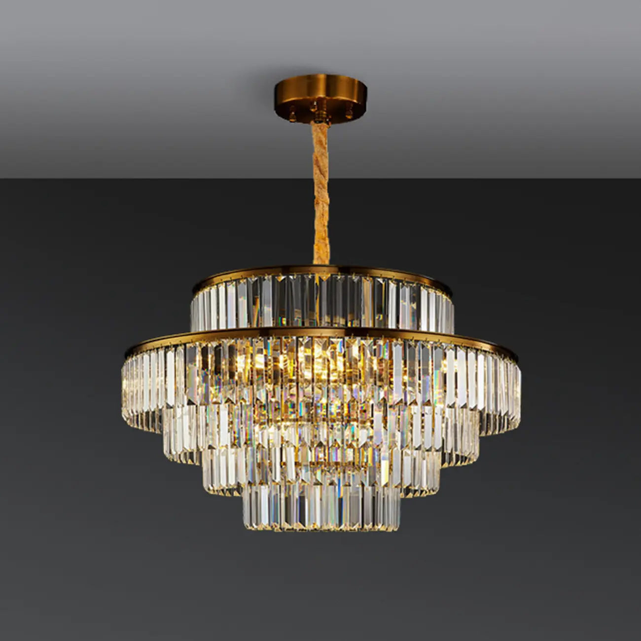 Luxury Crystal Gold Chandelier with Multi-Tiered Design  Image - 3 | homeyfad