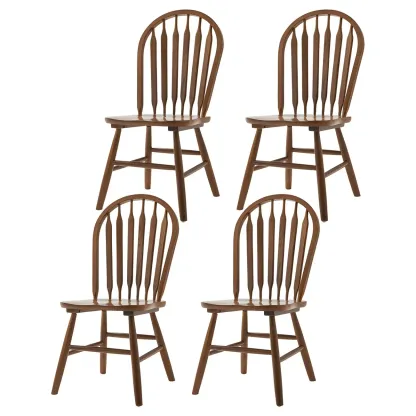 Traditional Windsor Back Solid Wood Dining Chair Set of 2 Image - 10