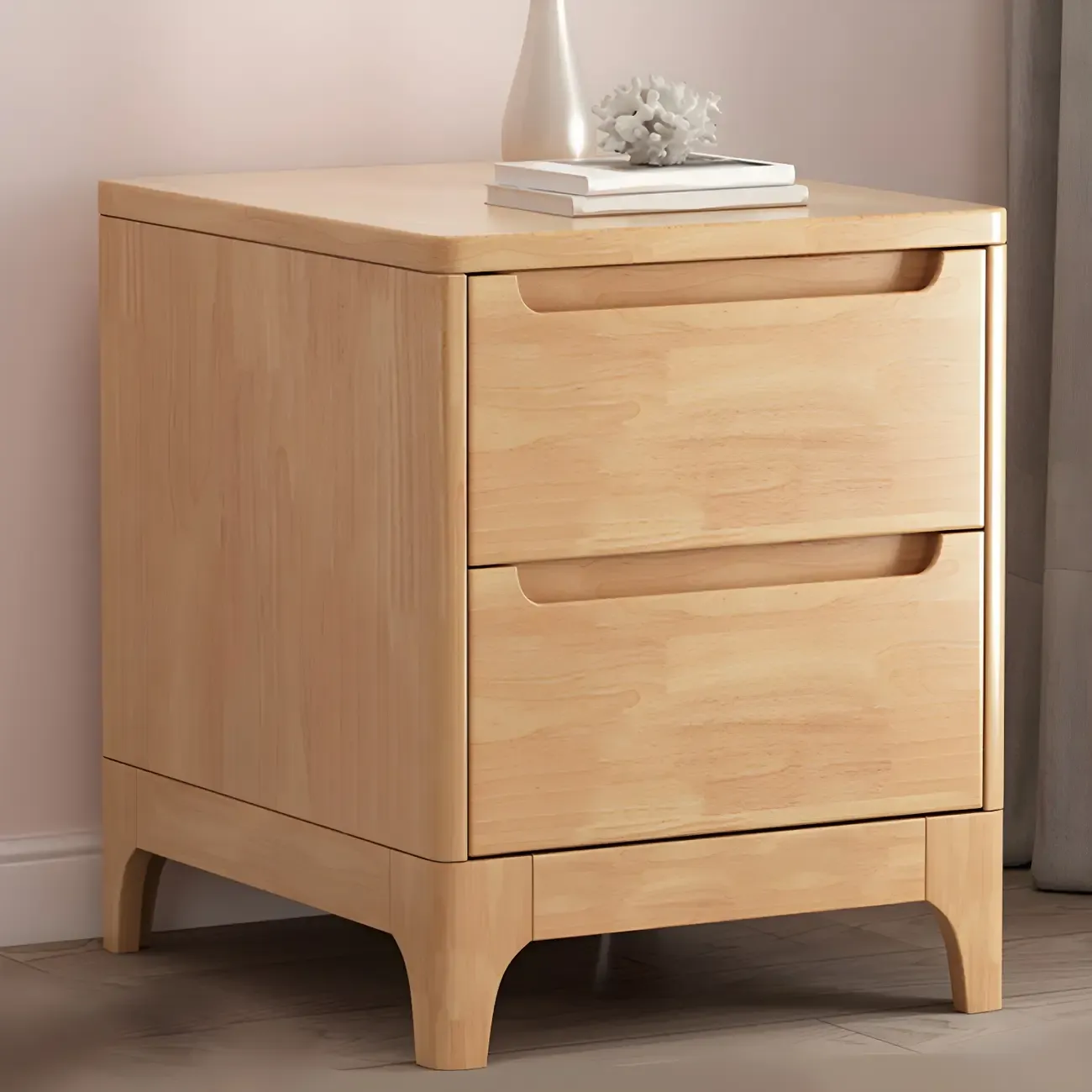 Modern White Wooden Nightstand with Storage Drawers Image - 12
