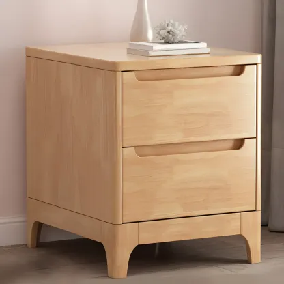 Modern White Wooden Nightstand with Storage Drawers Image - 12