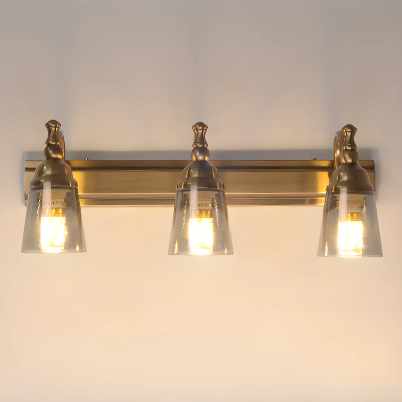 Elegant Brass Geometric Vanity Lamps Above Mirror Image - 4 | homeyfad