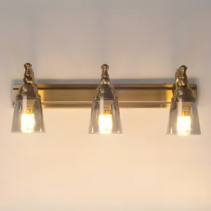 Elegant Brass Geometric Vanity Lamps Above Mirror Image - 4