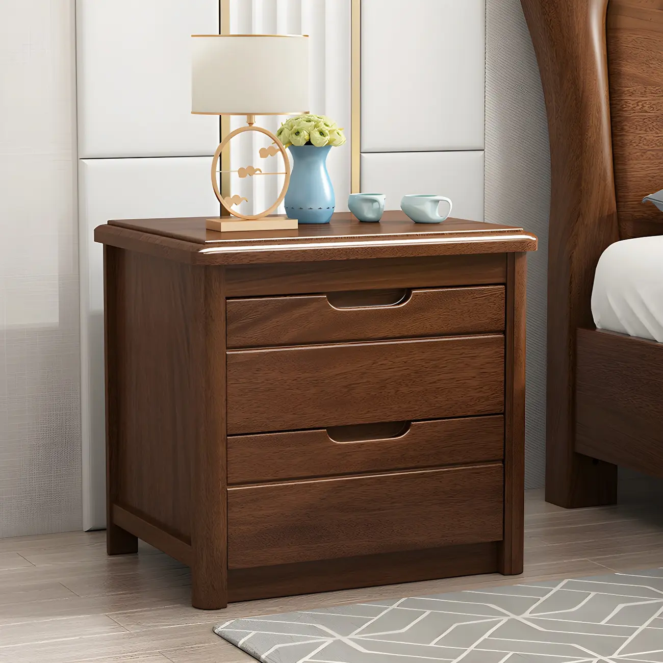 Modern White Wooden Nightstand with Storage Drawers Image - 13 | homeyfad