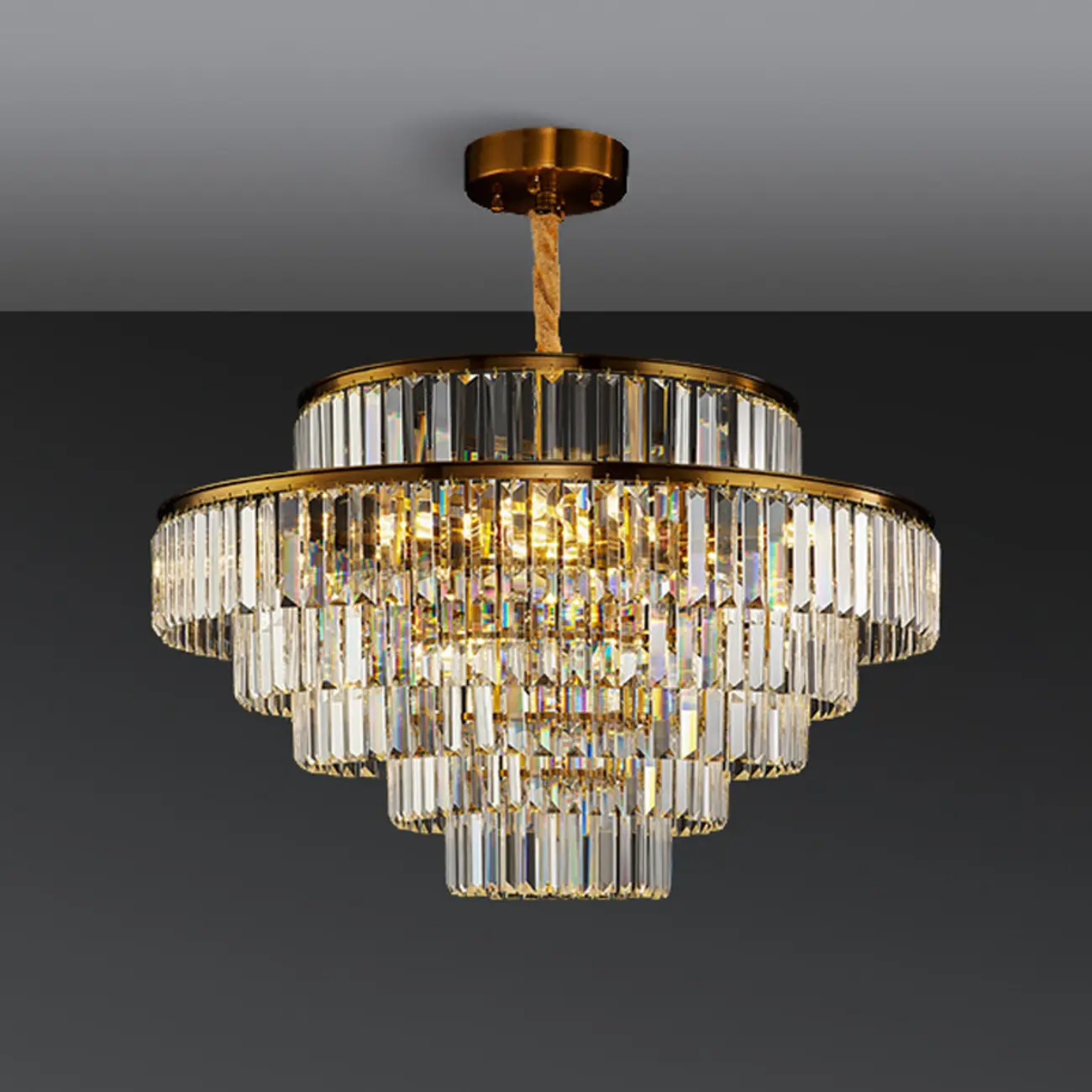 Luxury Crystal Gold Chandelier with Multi-Tiered Design  Image - 5 | homeyfad