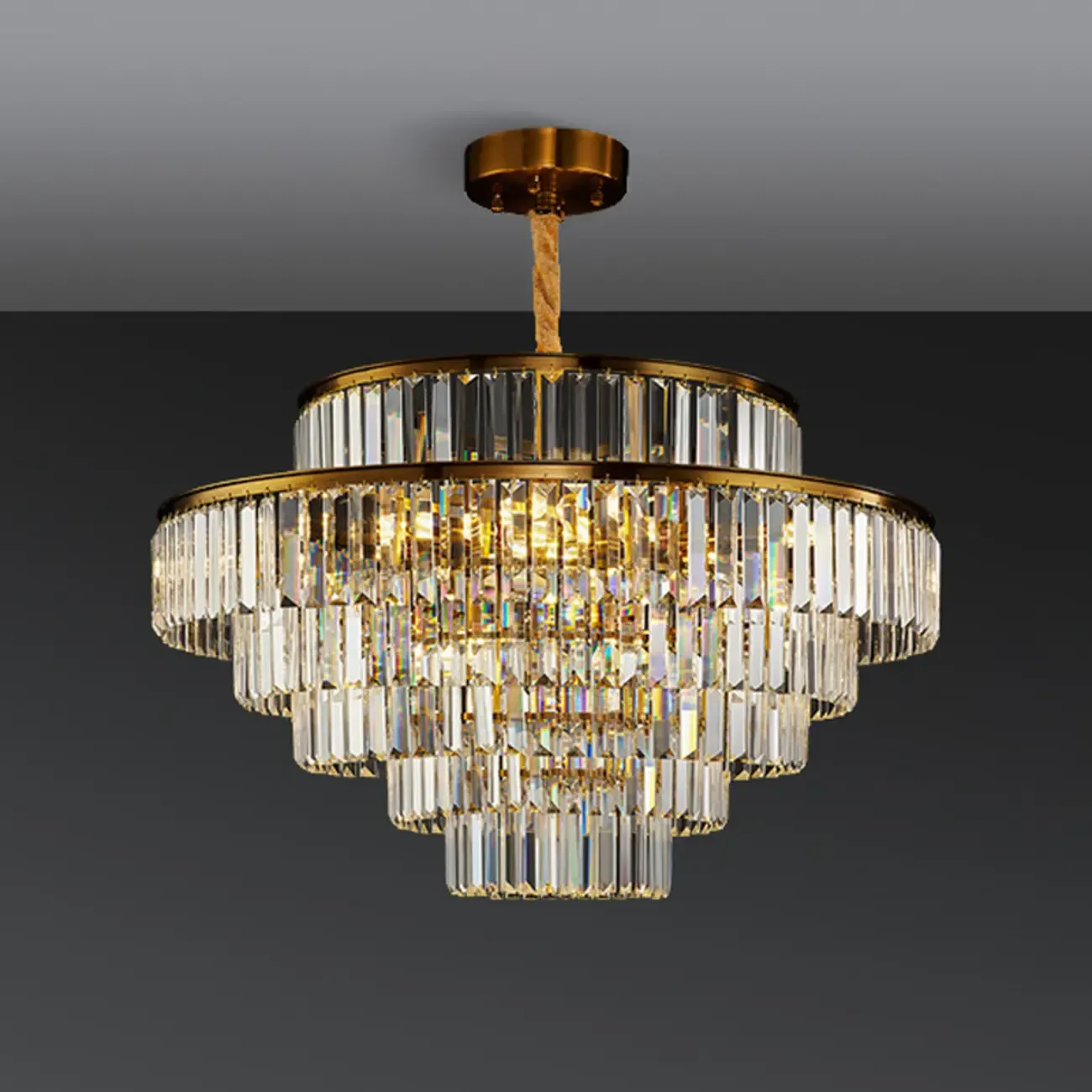 Luxury Crystal Gold Chandelier with Multi-Tiered Design  Image - 5