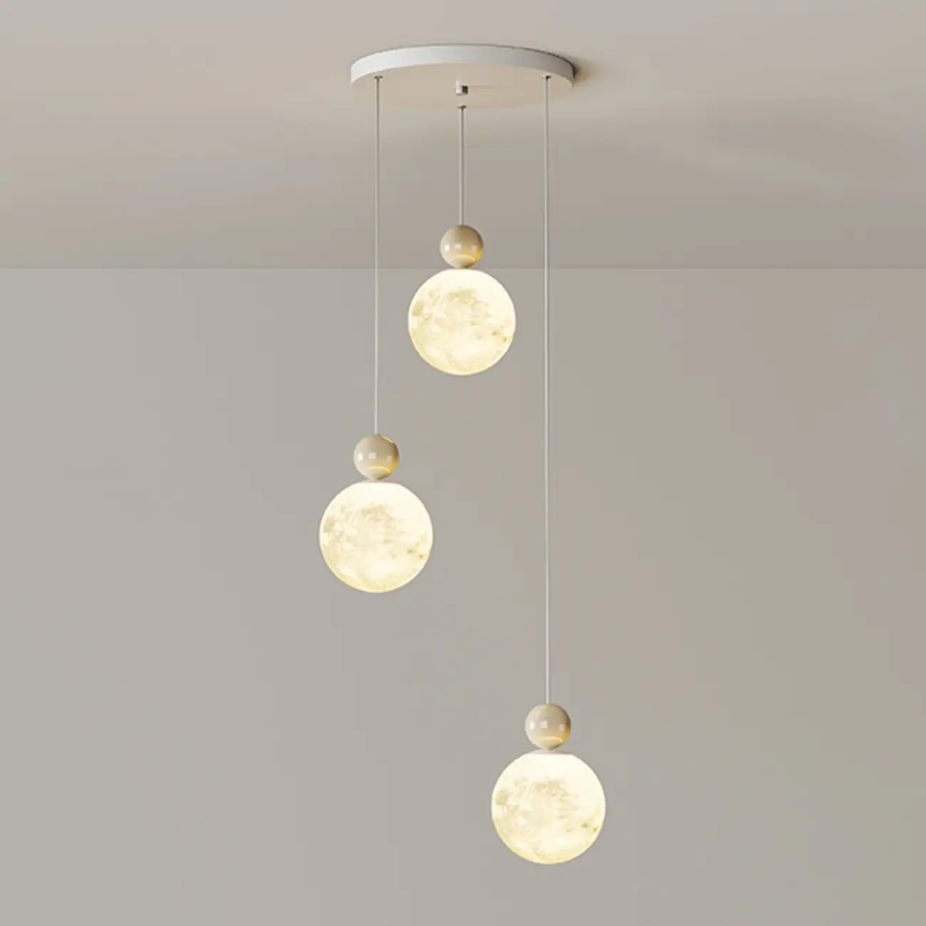 Designer Moon Round Cluster Pendant Light with Beaded Detail for Home Decor Image - 15 | homeyfad