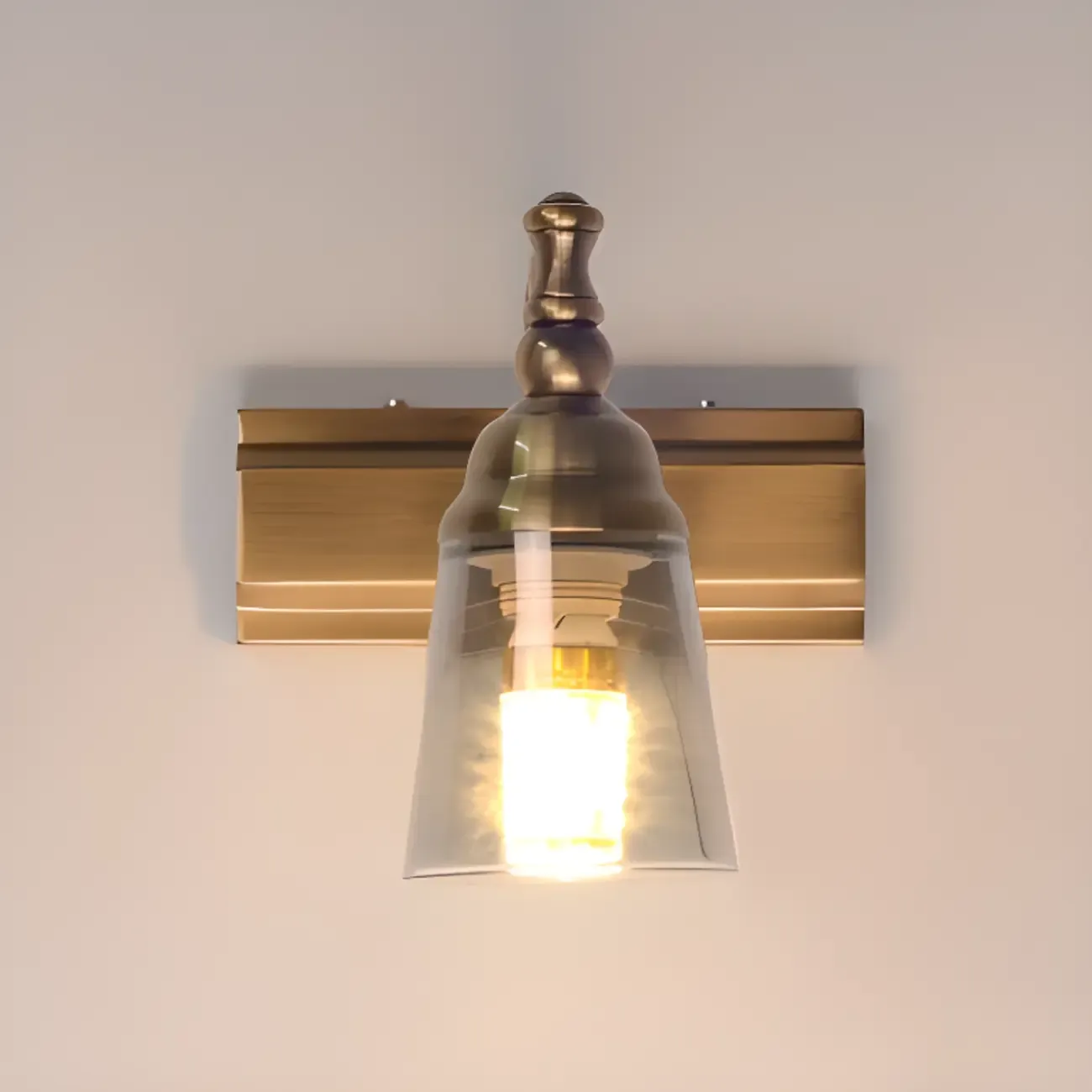 Elegant Brass Geometric Vanity Lamps Above Mirror Image - 6