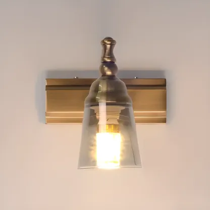 Elegant Brass Geometric Vanity Lamps Above Mirror Image - 6