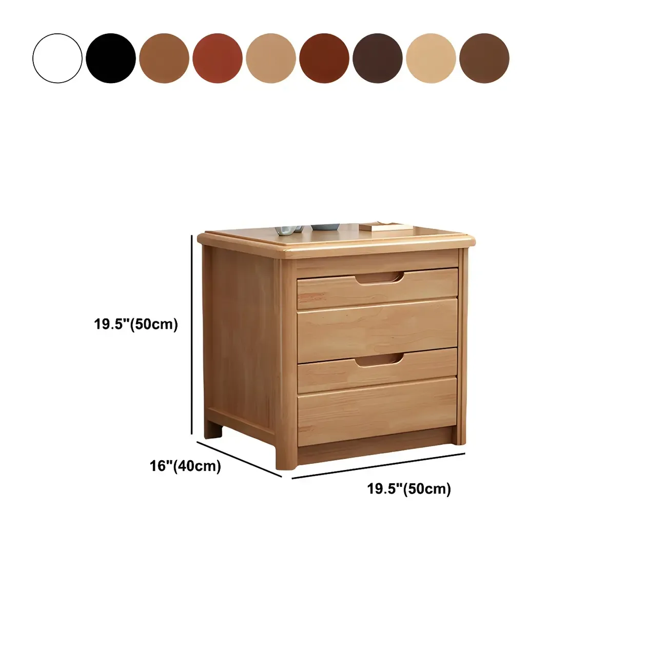 Modern White Wooden Nightstand with Storage Drawers #size