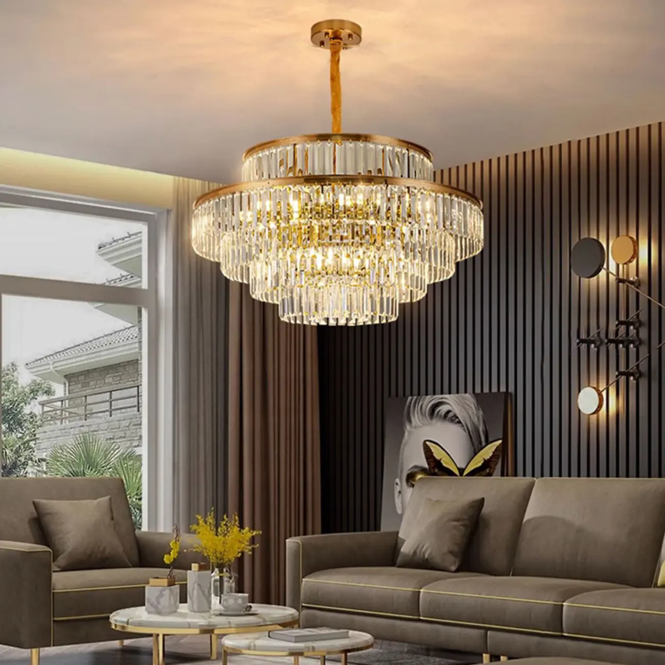 Luxury Crystal Gold Chandelier with Multi-Tiered Design  Image - 6 | homeyfad