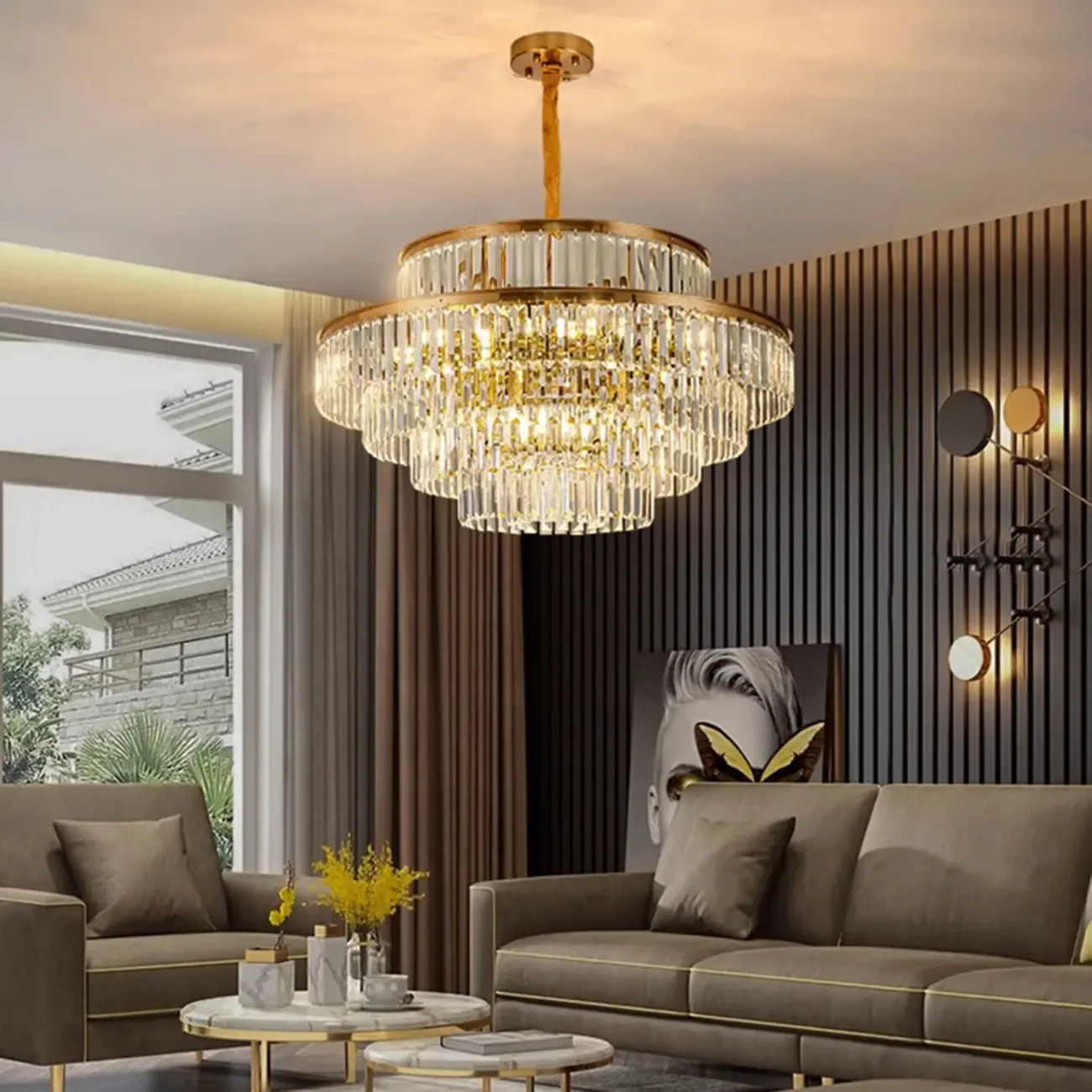 Luxury Crystal Gold Chandelier with Multi-Tiered Design  Image - 6