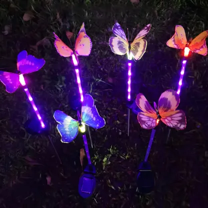 Solar LED Colorful Butterfly Pathway Lights for Garden Decor Image - 2