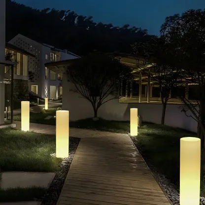 Rechargeable LED White Bollard Lighting for Garden Pathways Image - 6