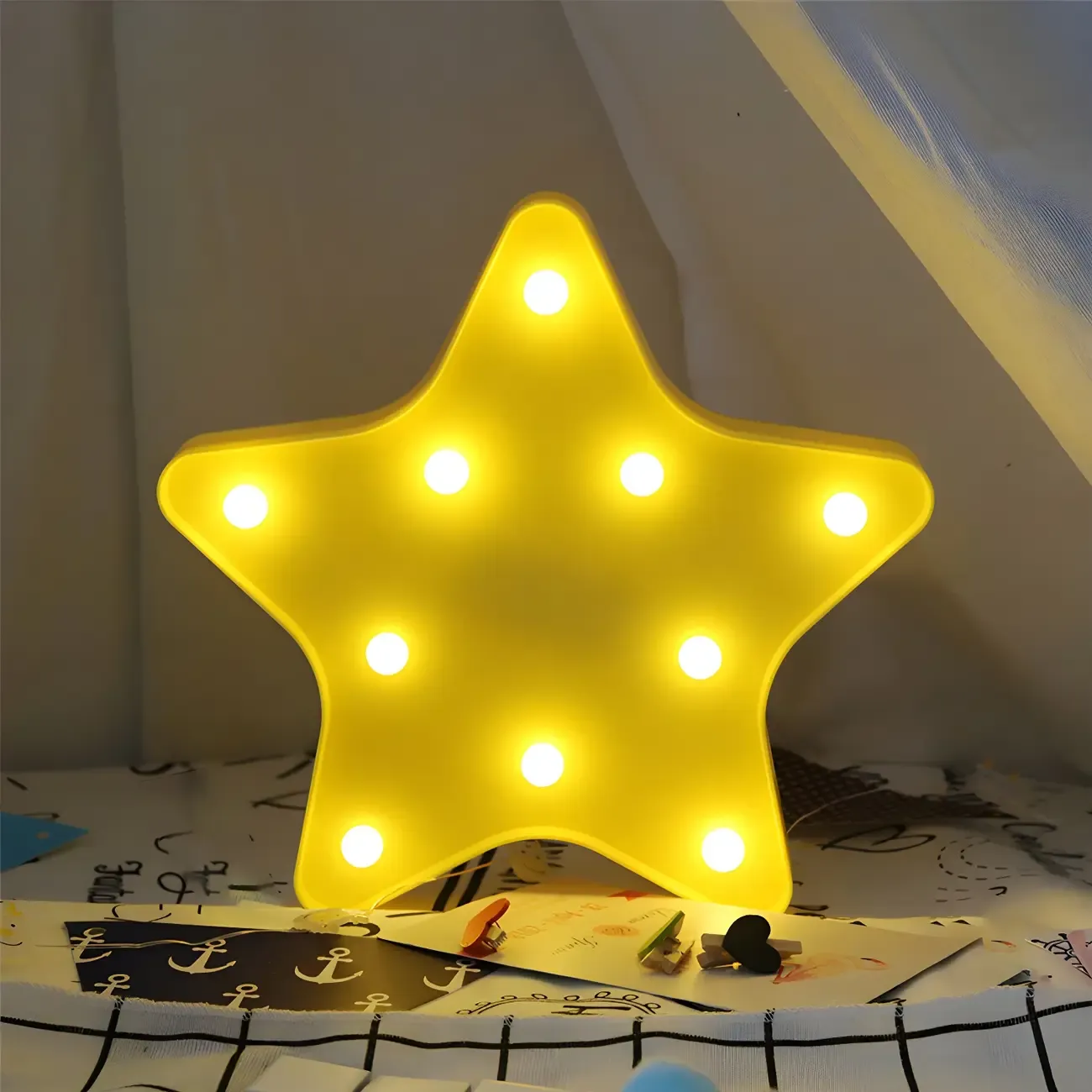 Kids Blue Plastic Star LED Night Light for Bedroom Wall Decor Image - 7