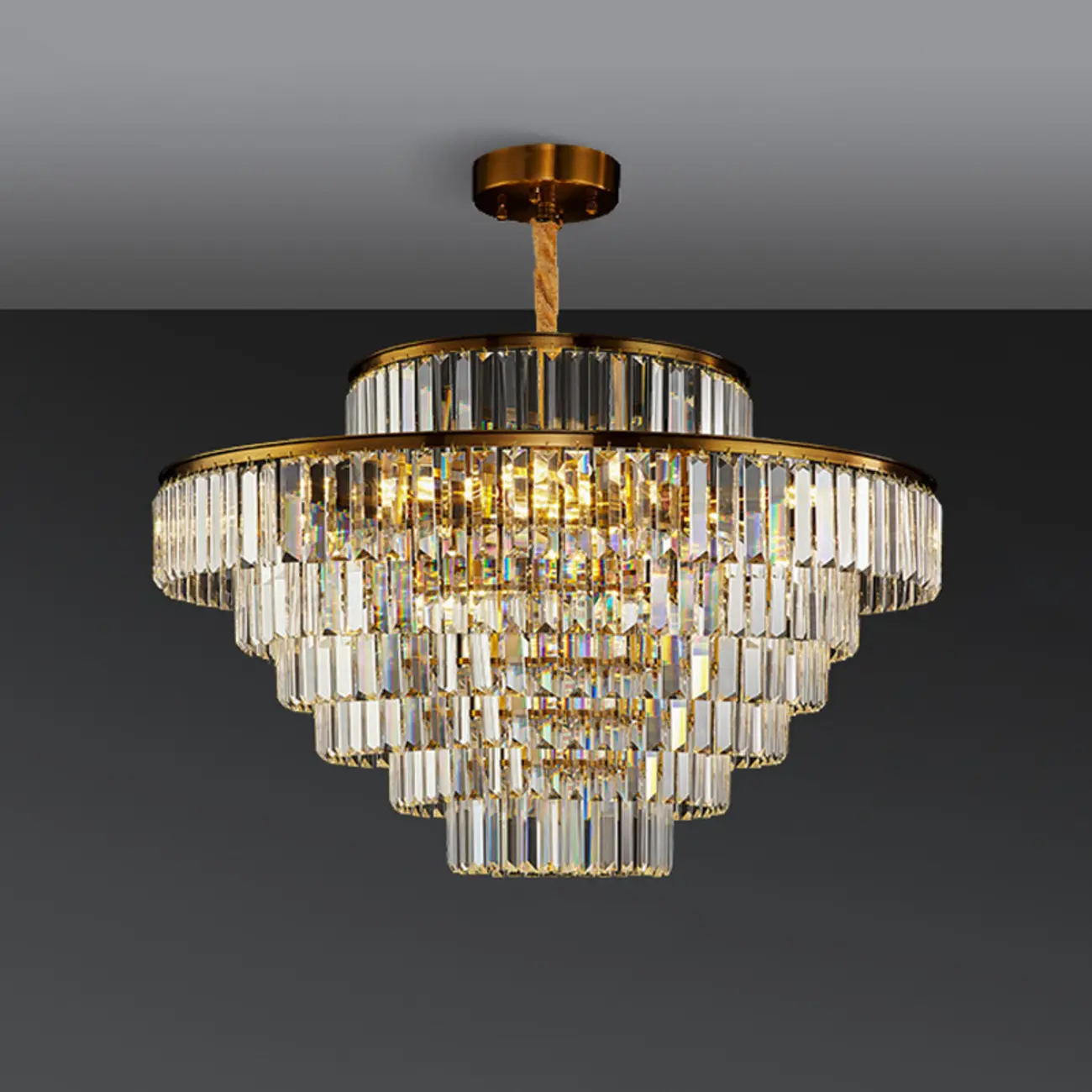 Luxury Crystal Gold Chandelier with Multi-Tiered Design  Image - 7 | homeyfad