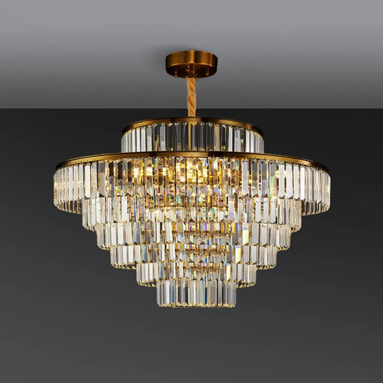 Luxury Crystal Gold Chandelier with Multi-Tiered Design  Image - 7