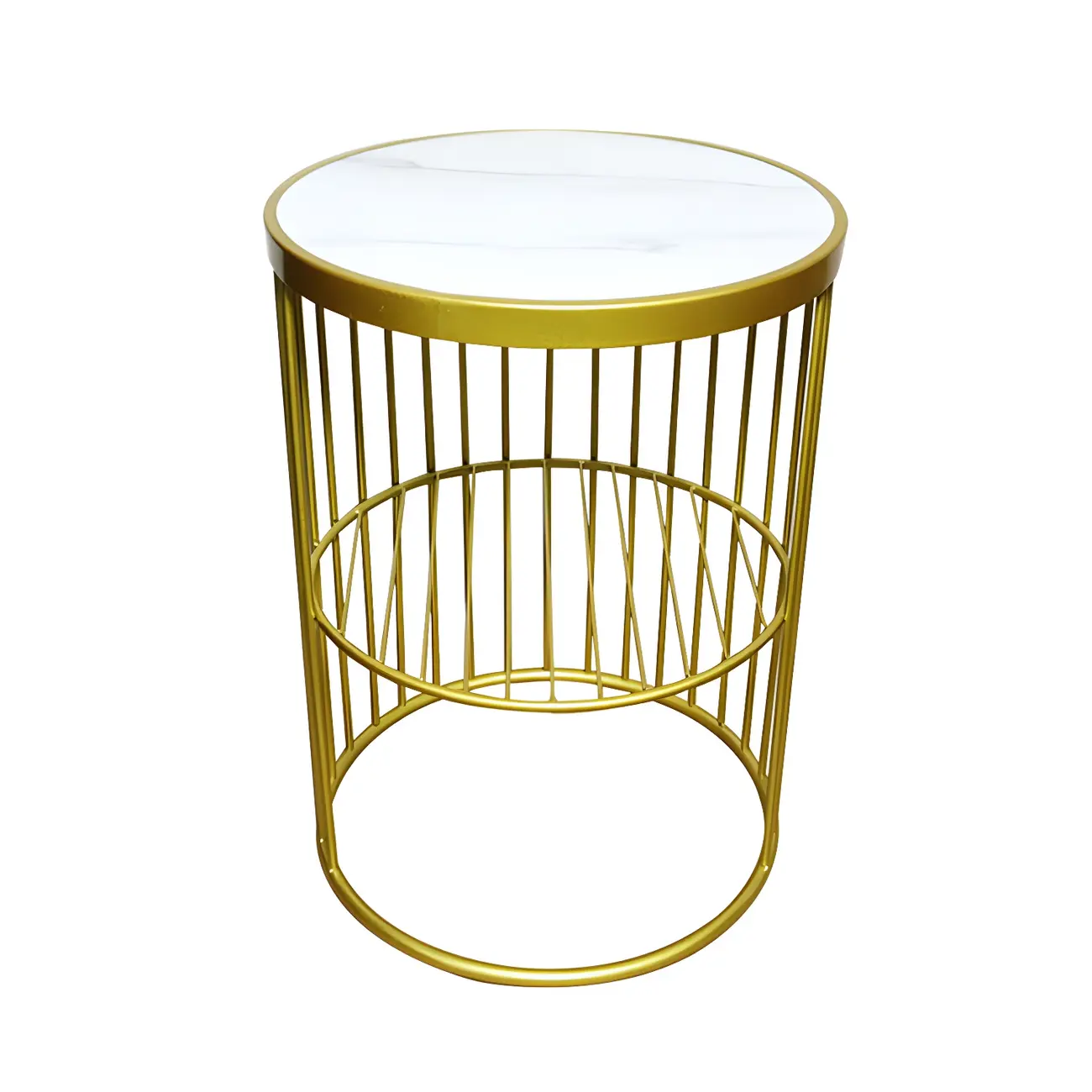 Modern Metal Bedside Table with Open Shelf in Cylindrical Shape Image - 3 | homeyfad