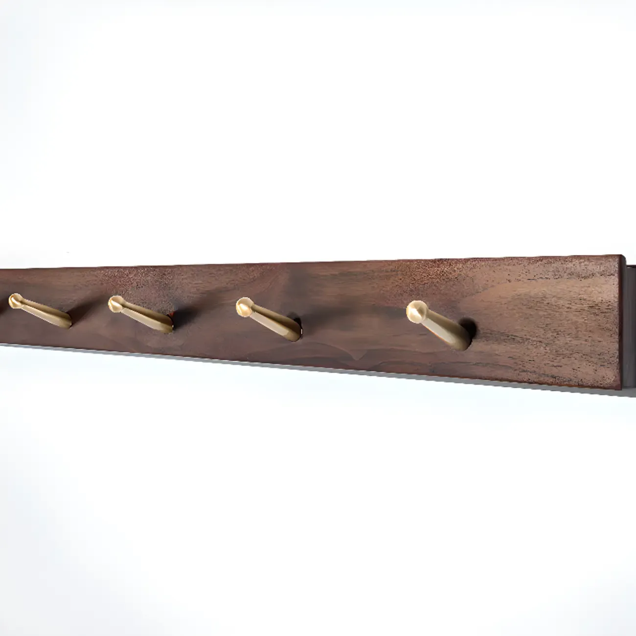 Rustic Wooden Brown Wall-Mounted Coat Rack with Shelves Image - 11