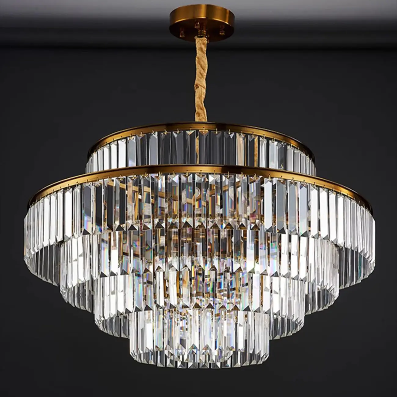 Luxury Crystal Gold Chandelier with Multi-Tiered Design  Image - 8 | homeyfad