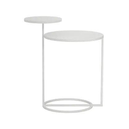 Minimalist Round Metal Bedside Table in Black without Storage Image - 9