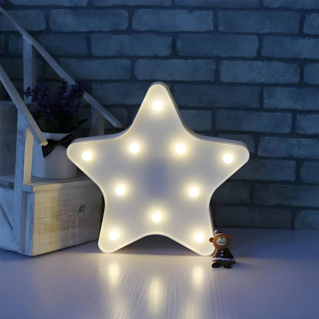Kids Blue Plastic Star LED Night Light for Bedroom Wall Decor Image - 9