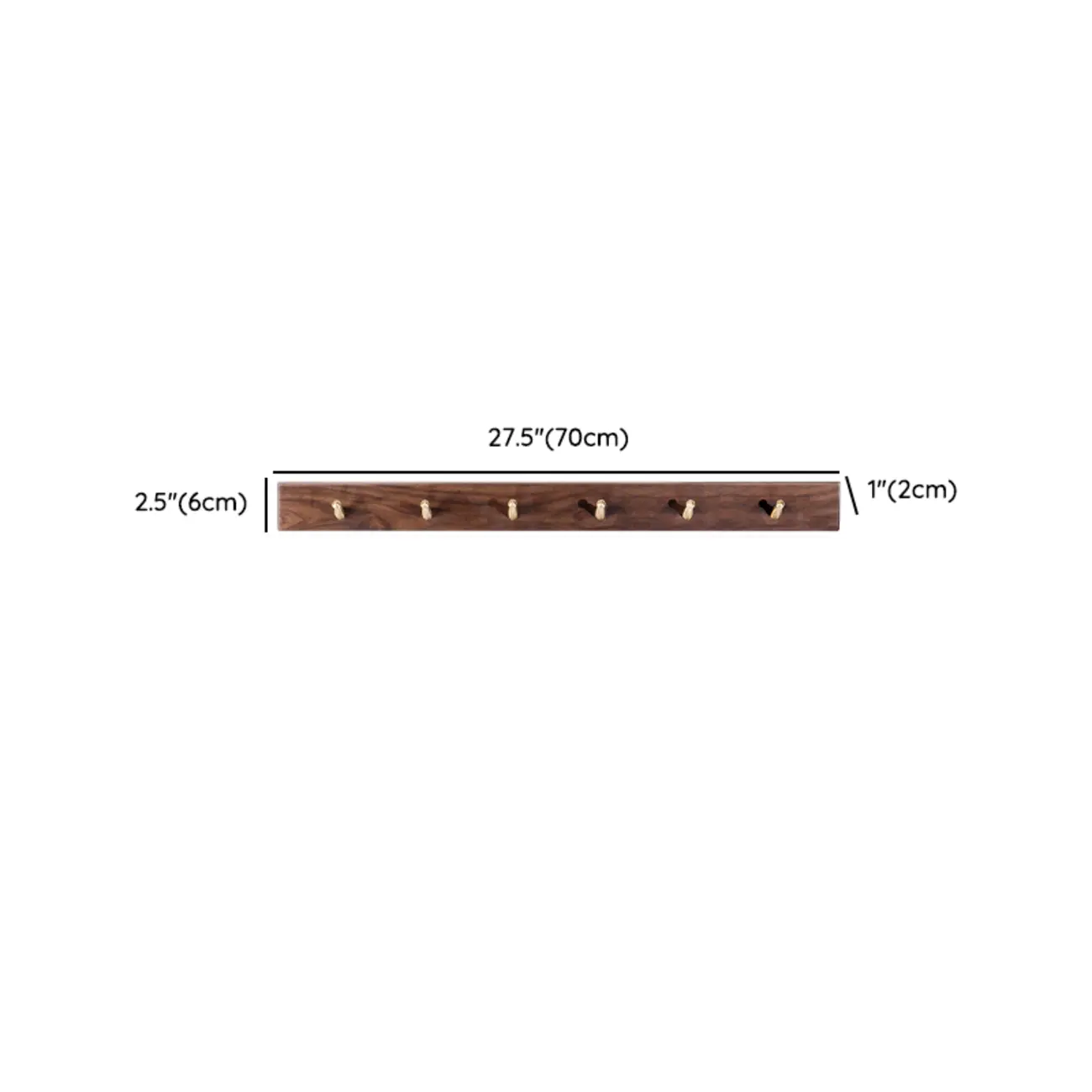 Rustic Wooden Brown Wall-Mounted Coat Rack with Shelves #size