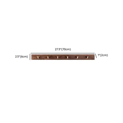 Rustic Wooden Brown Wall-Mounted Coat Rack with Shelves #size