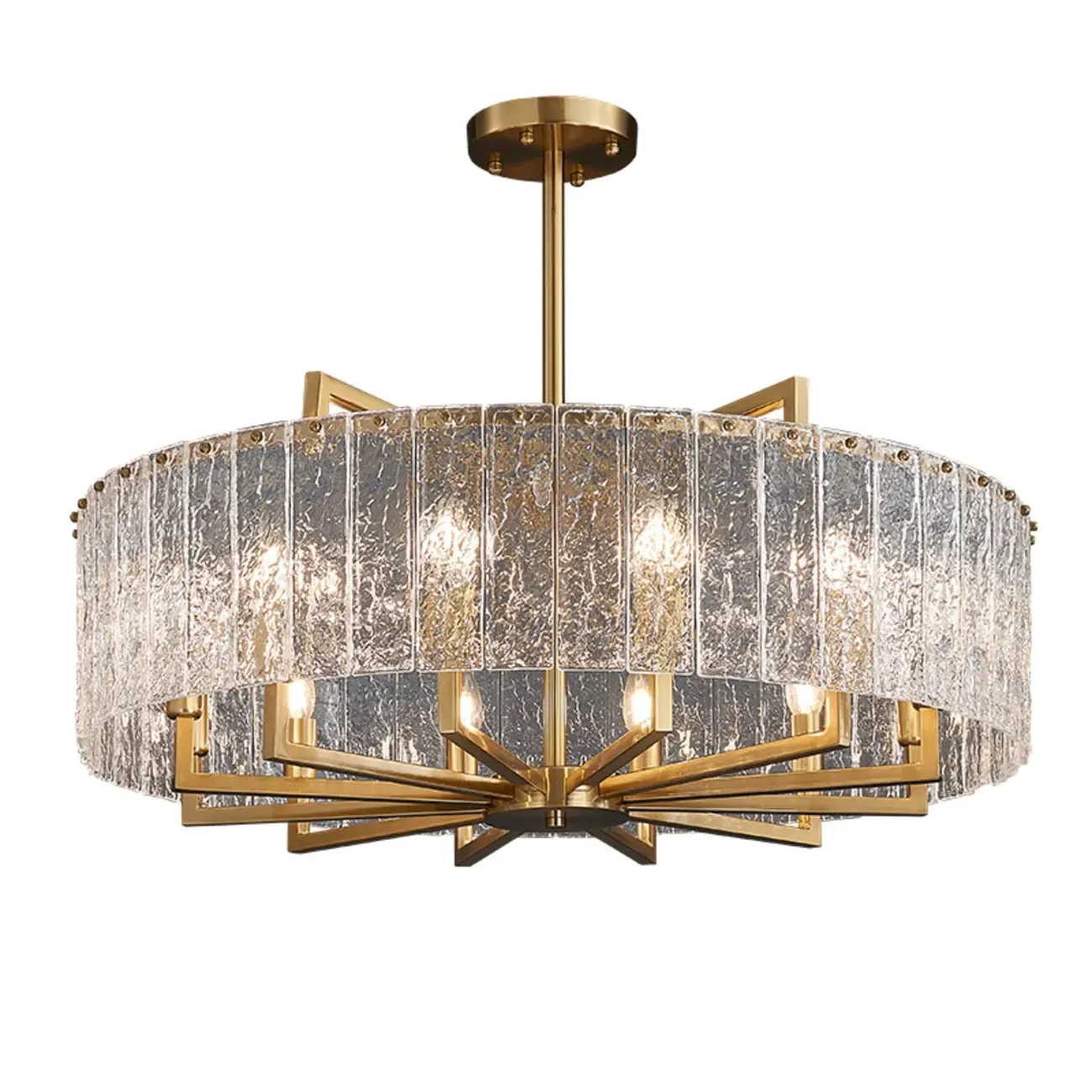 Modern Round Brass Crystal Chandeliers for Living Room Image - 5