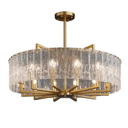 Modern Round Brass Crystal Chandeliers for Living Room Image - 5