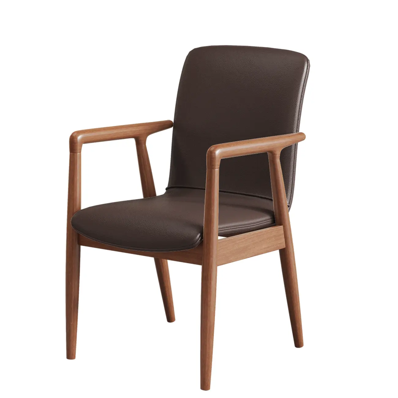 Modern Wood Faux Leather Upholstered Dining Armchair Image - 8 | homeyfad