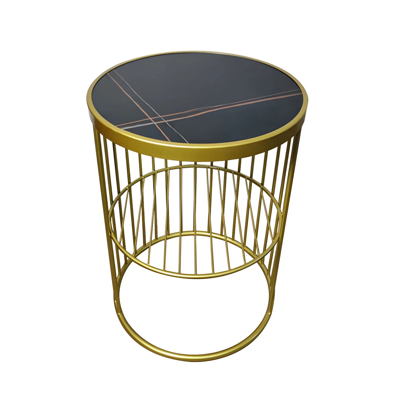 Modern Metal Bedside Table with Open Shelf in Cylindrical Shape Image - 7 | homeyfad