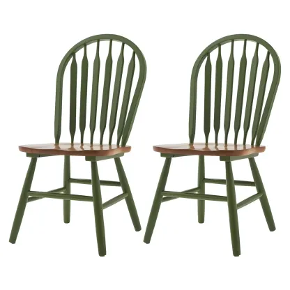 Traditional Windsor Back Solid Wood Dining Chair Set of 2 Image - 20