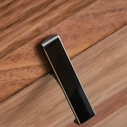 Modern Dark Walnut Wood Bedside Table with 3 Drawers Image - 12