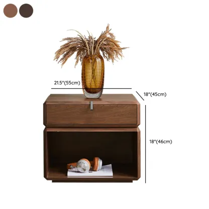 Modern Dark Walnut Wood Bedside Table with 3 Drawers #size