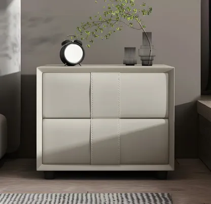 Modern Blue Bedside Table with 2 Storage Drawers Image - 3