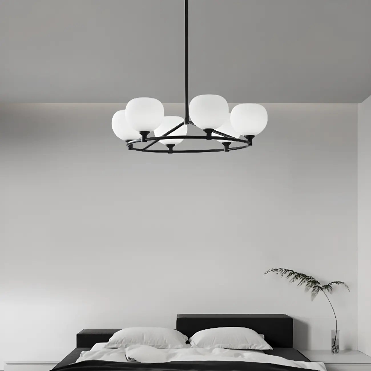 Modern Large Chandelier with White Glass Globes for Home Image - 4 | homeyfad
