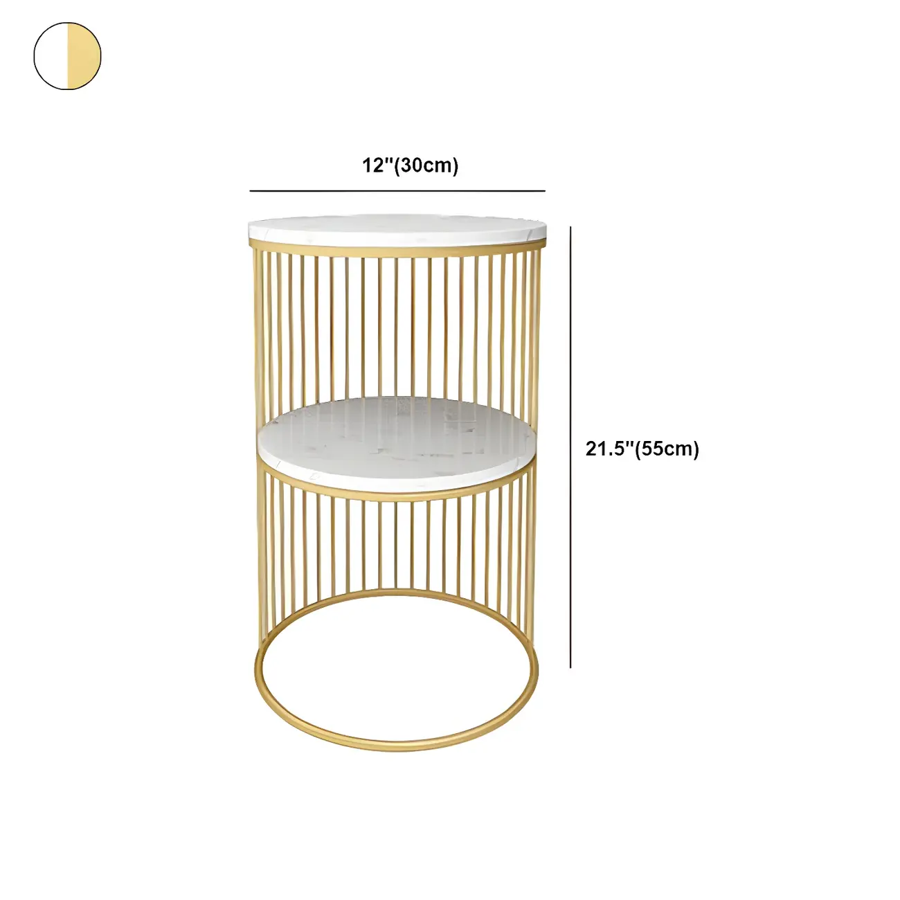 Modern Metal Bedside Table with Open Shelf in Cylindrical Shape #size | homeyfad