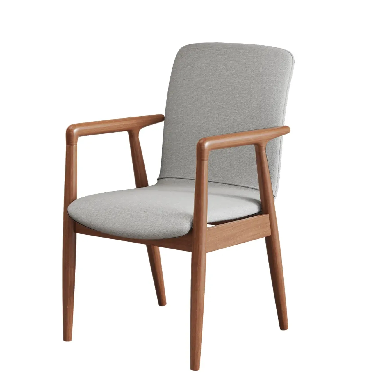 Modern Wood Faux Leather Upholstered Dining Armchair Image - 15