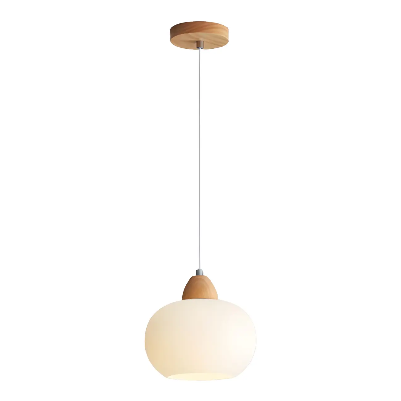Modern Pebble-Shaped Cream Glass LED Pendant Lamp for Bedside Image - 5 | homeyfad