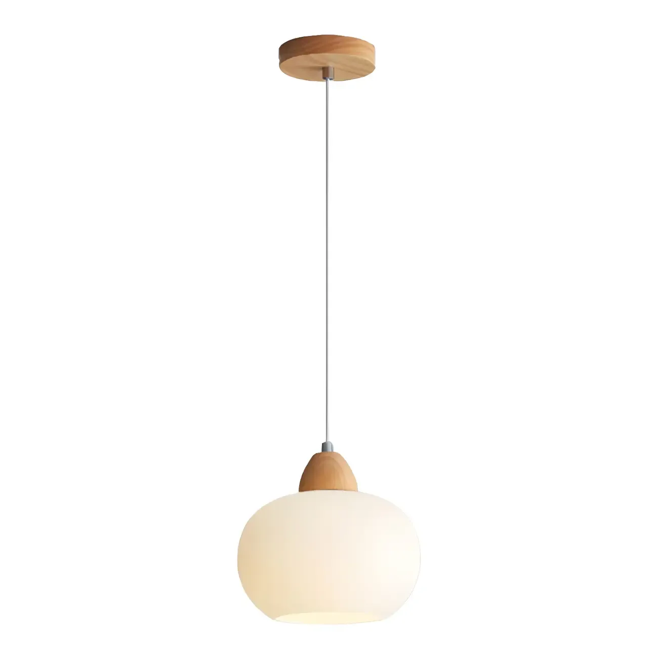 Modern Pebble-Shaped Cream Glass LED Pendant Lamp for Bedside Image - 5
