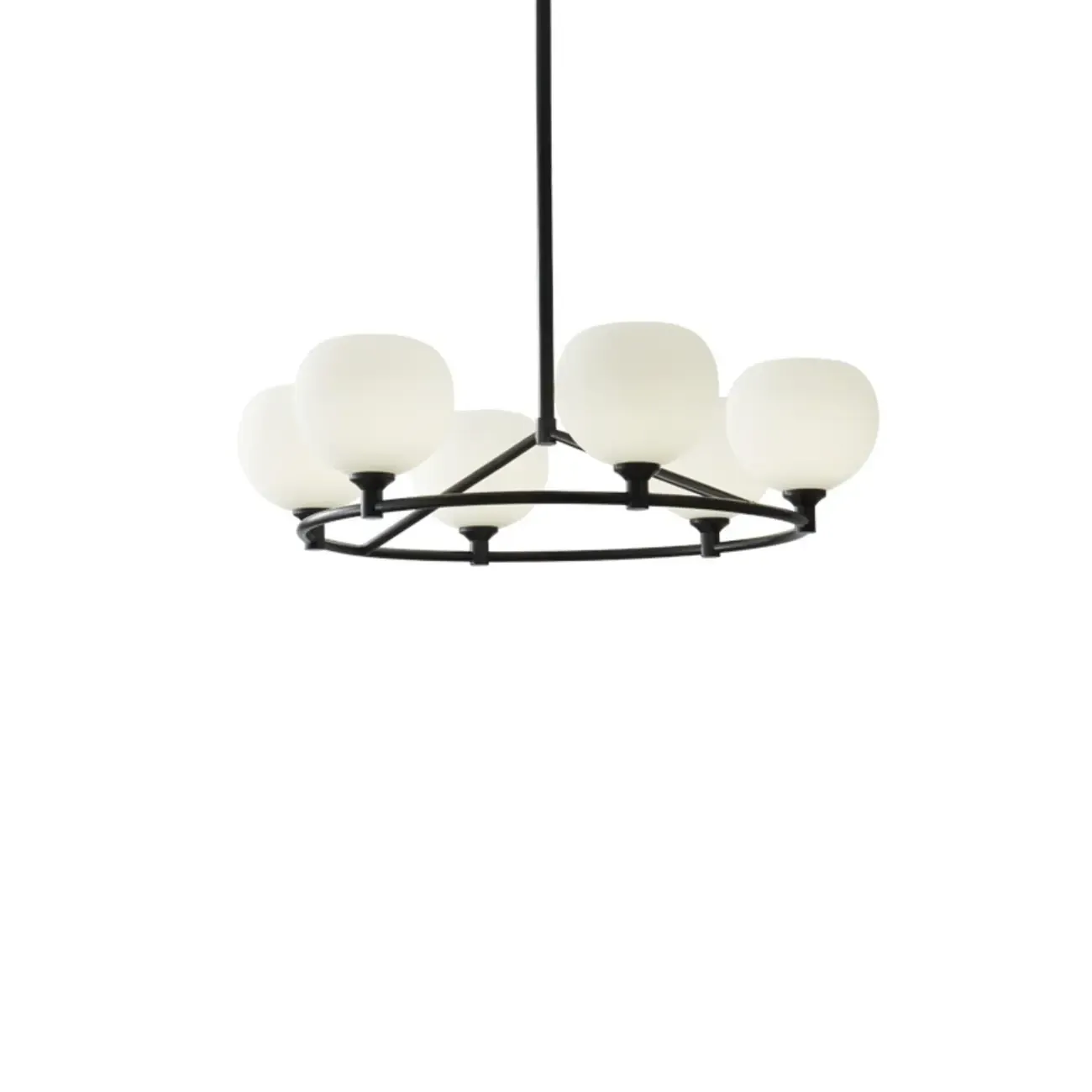 Modern Large Chandelier with White Glass Globes for Home Image - 6