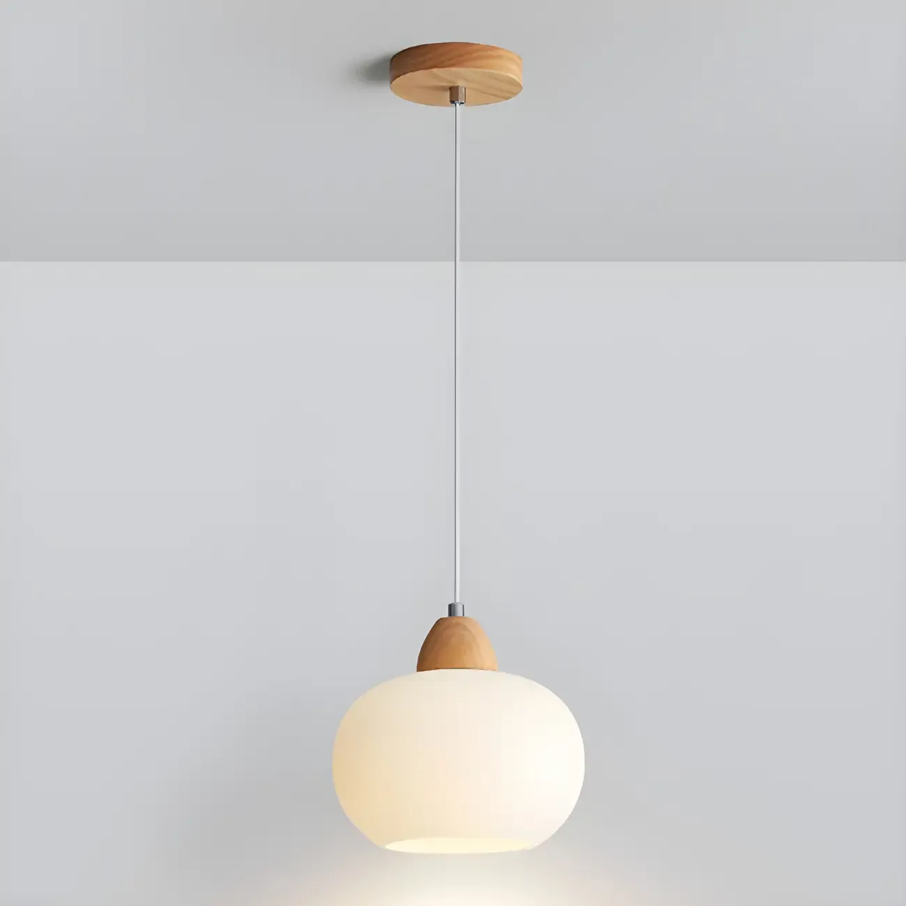 Modern Pebble-Shaped Cream Glass LED Pendant Lamp for Bedside Image - 6