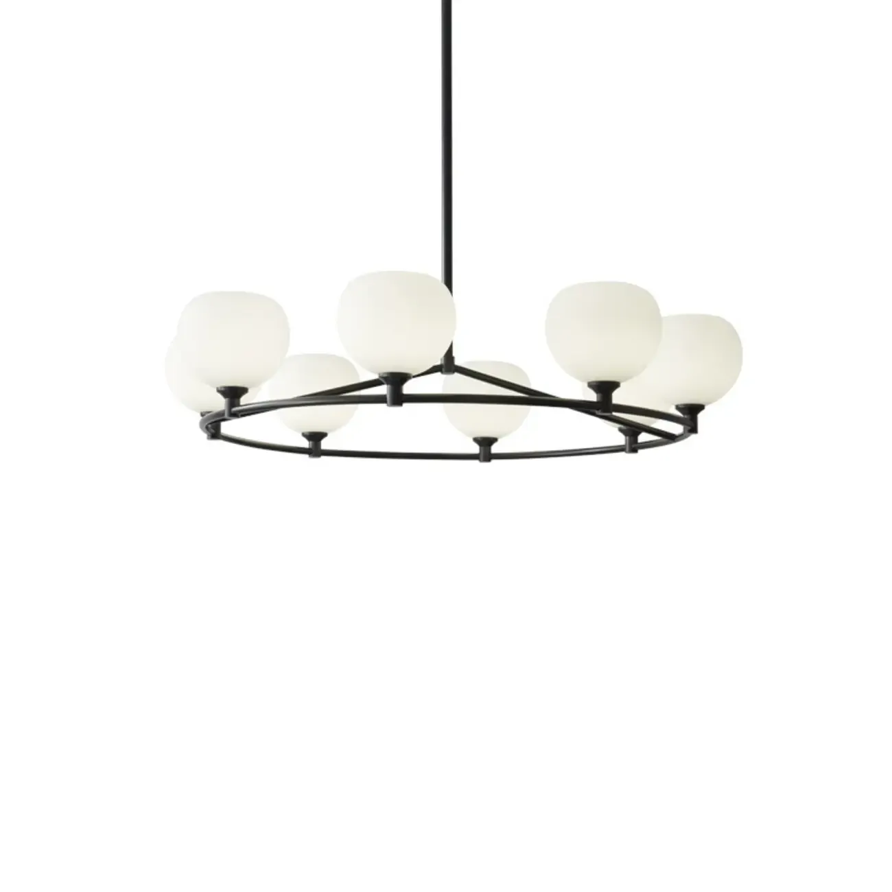 Modern Large Chandelier with White Glass Globes for Home Image - 7