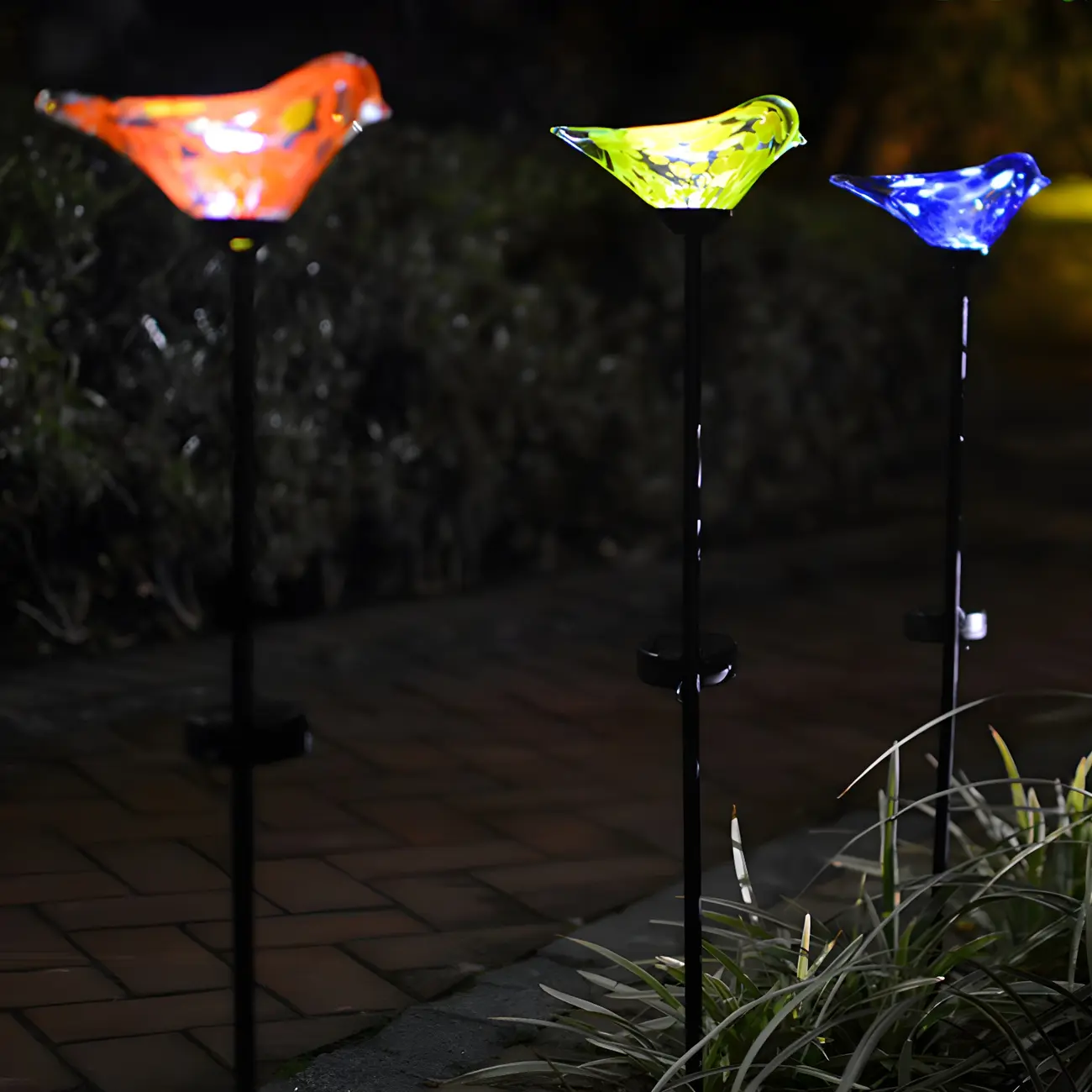 Solar LED Colorful Bird Glass Landscape Light for Pathway Image - 6 | homeyfad